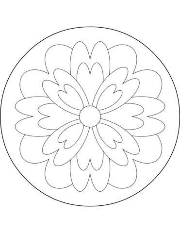 Easy Mandala With Flower Coloring Page